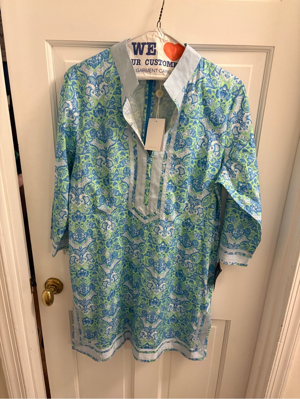 NWT Nicoblu Designer Blue & Green Paisley Tunic Dress